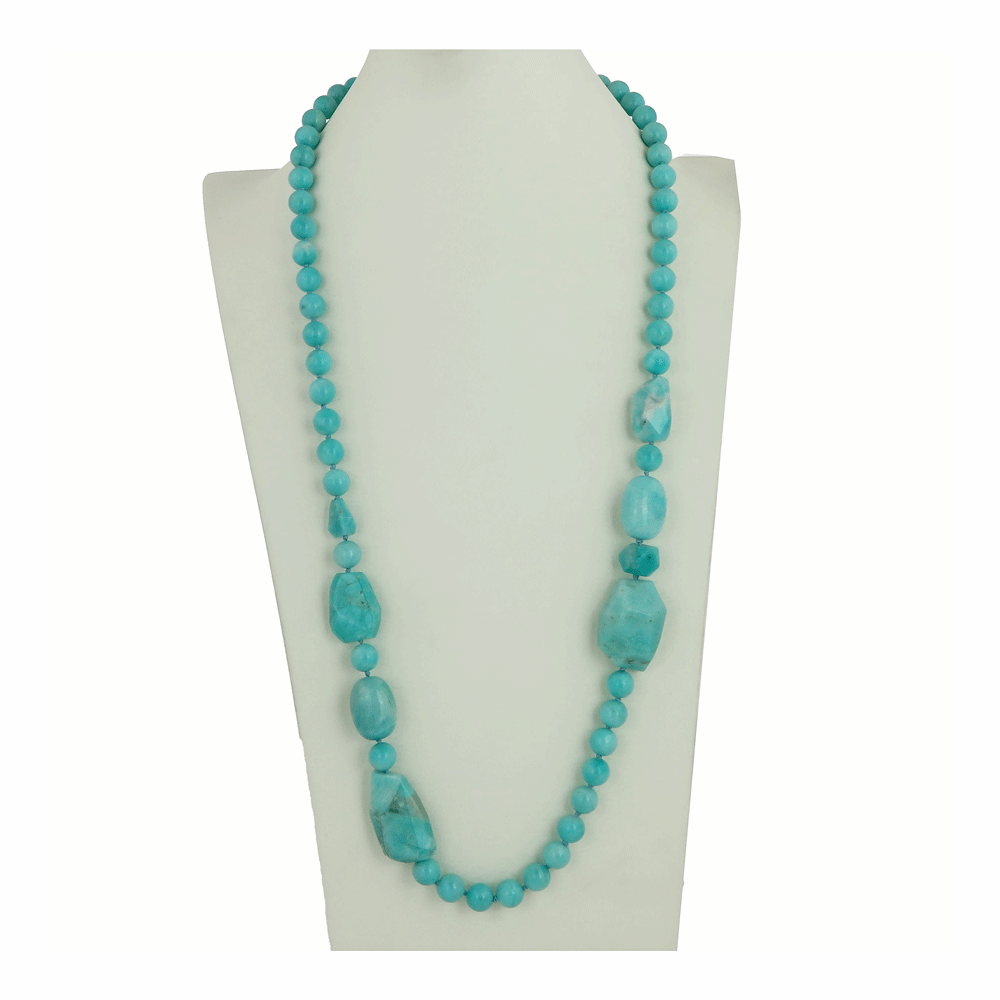 Collana lunga in amazzonite