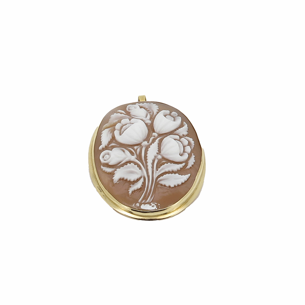 Spilla cammeo con fiori incisi