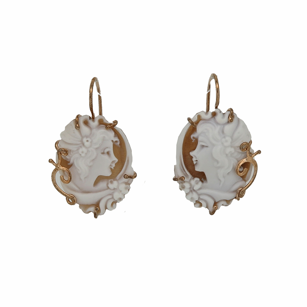 Orecchini cammeo in argento con volto