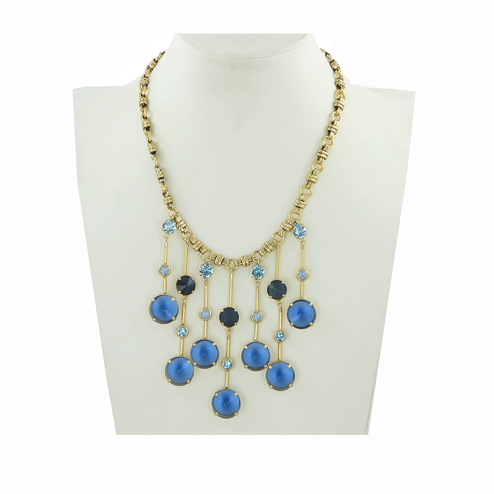 Collana di cristalli blu e azzurri