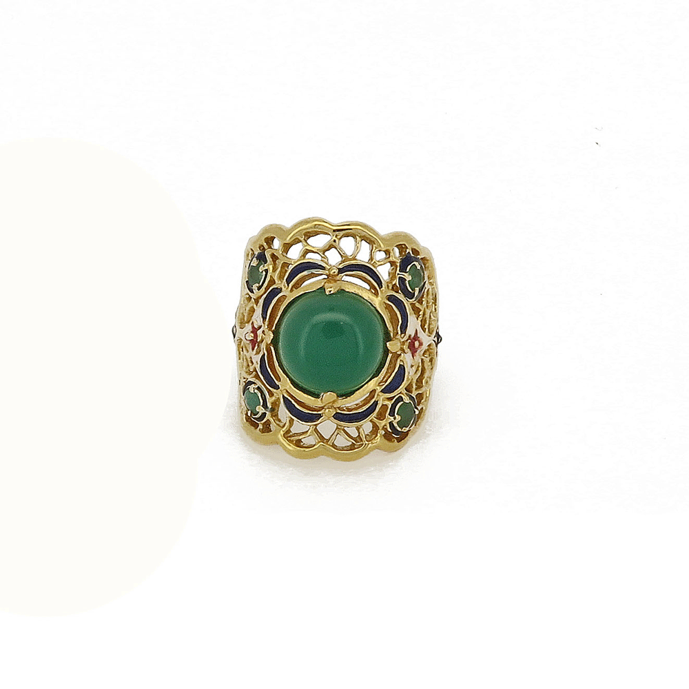 Anello a fascia con agata verde