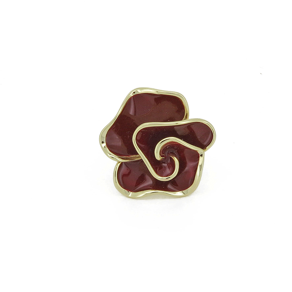 Enamelled burgundy flower ring