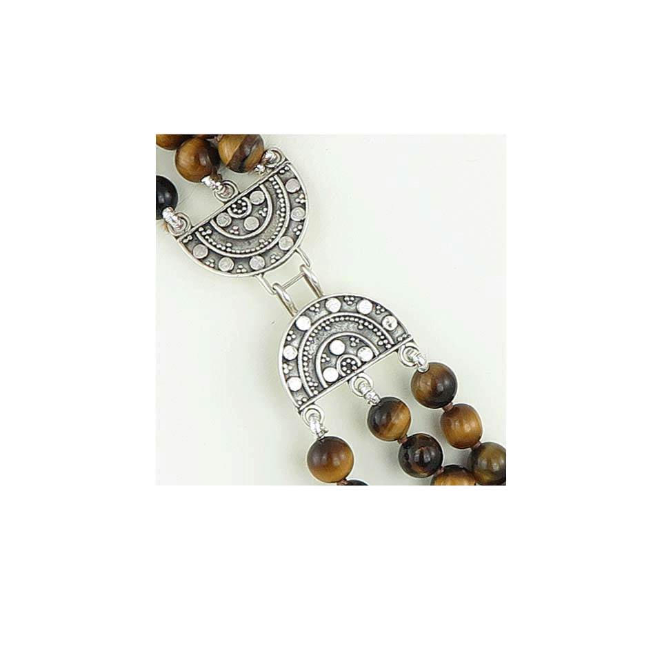 Collana di occhio di tigre a tre fili