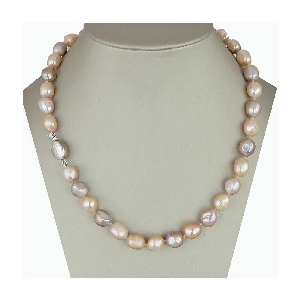 Collana girocollo di perle di fiume rosate