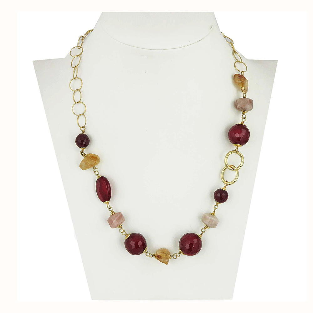Collana con agate e quarzo citrino