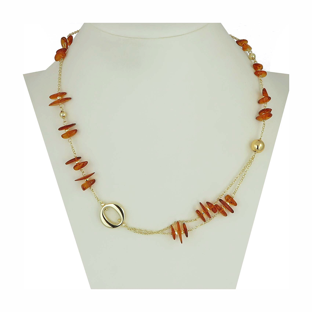 Collana in ambra e argento