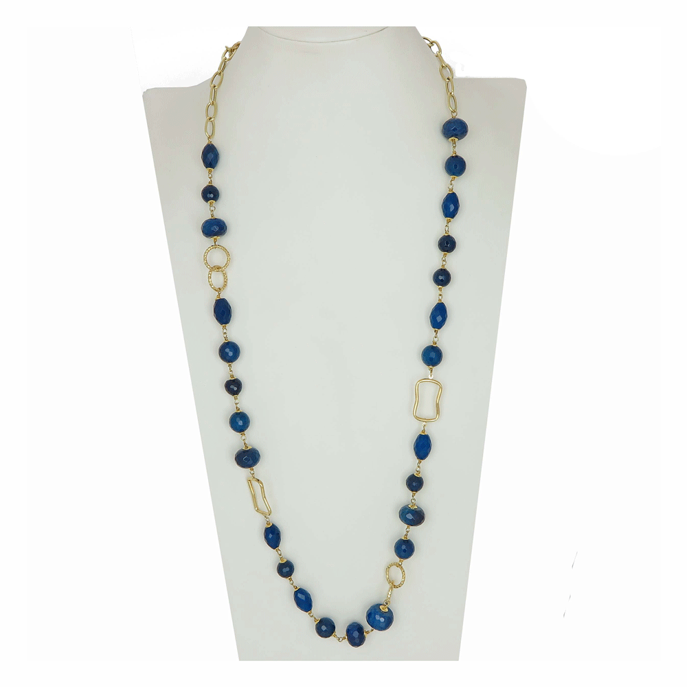 Collana lunga con agata blu