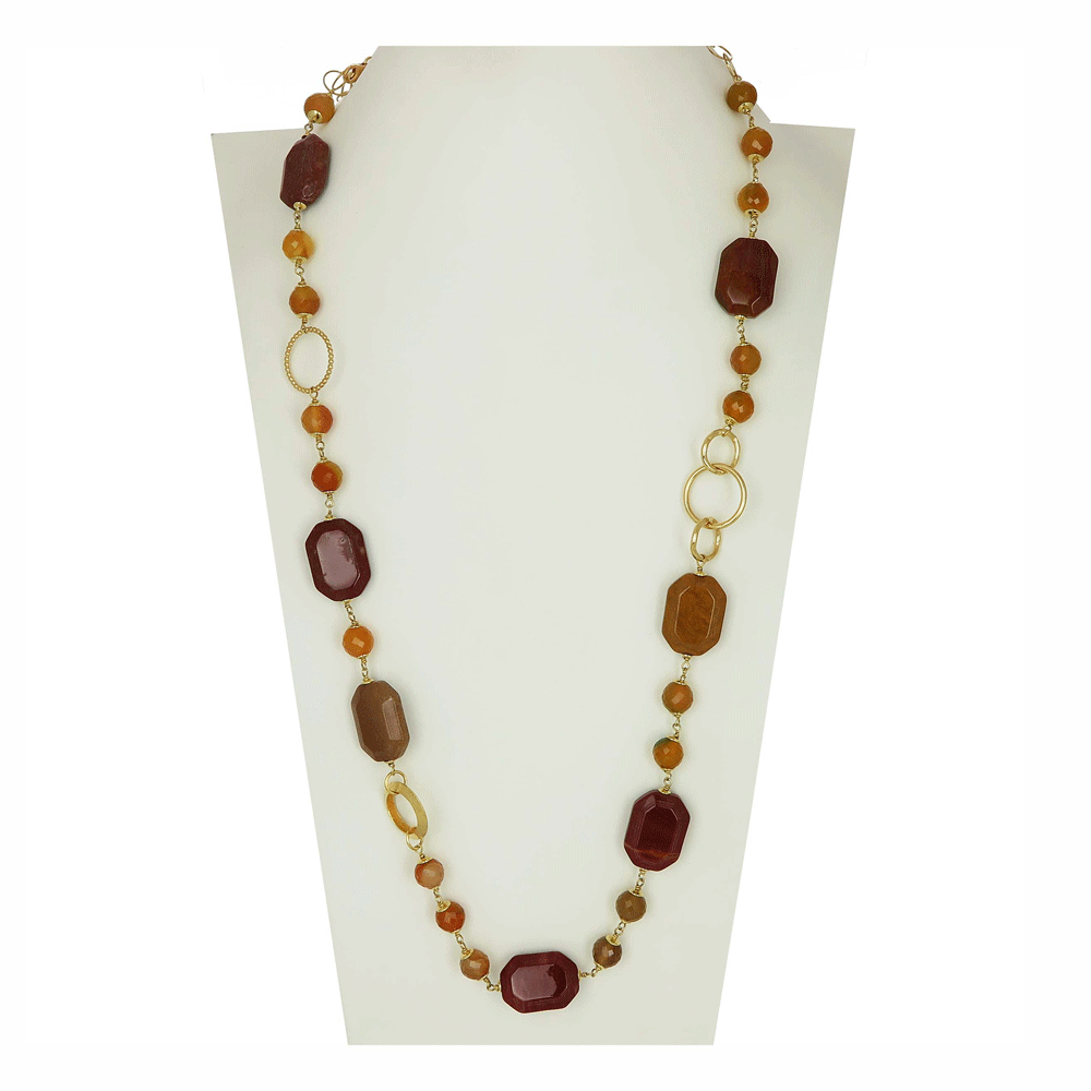 Collana lunga con agata e corniola