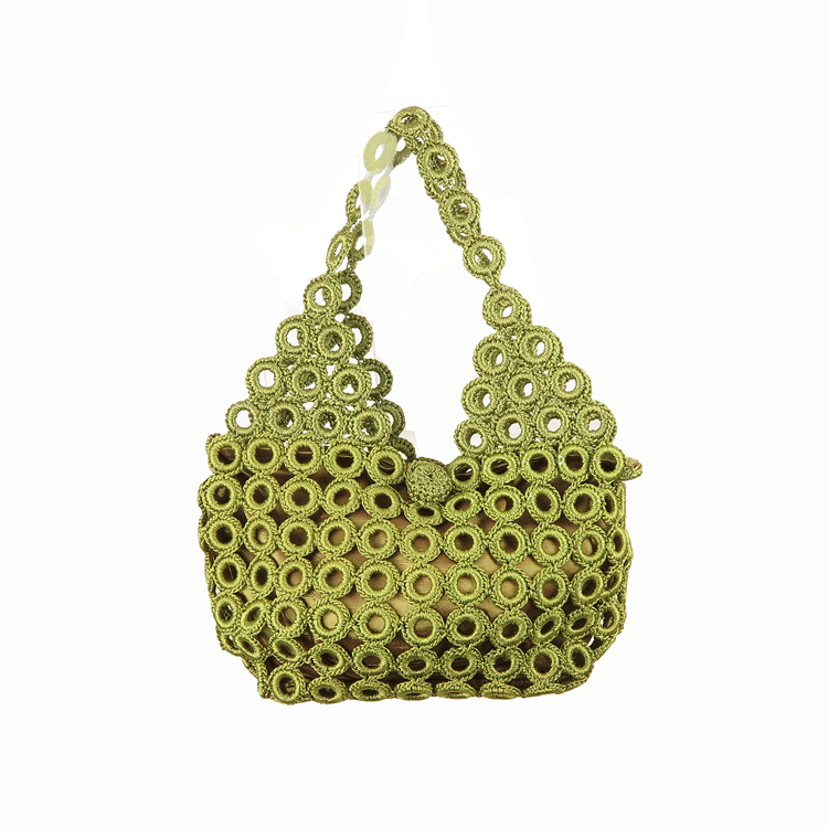 Borsa a uncinetto a spalla verde acido