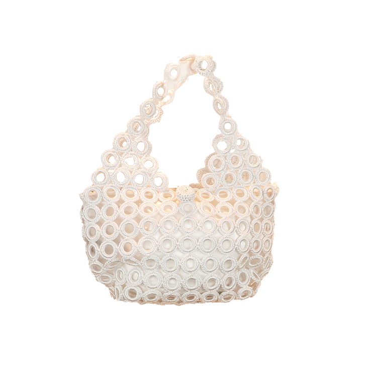 Borsa a uncinetto a spalla bianca