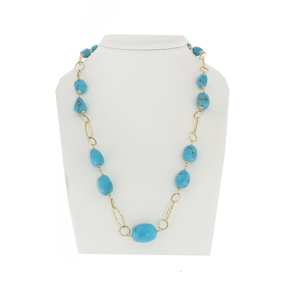 Collana in oro 18kt con turchese naturale