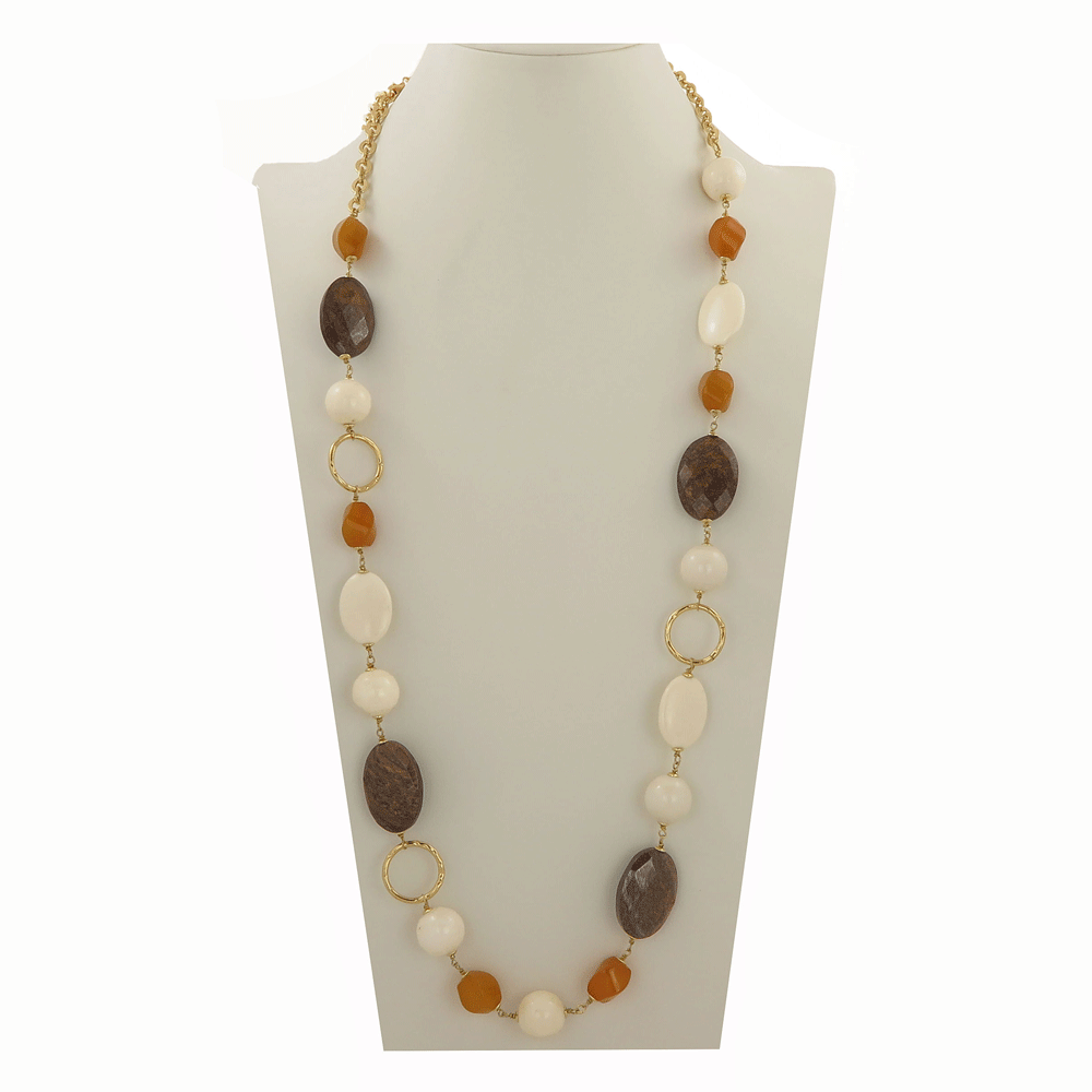 Long necklace with agate and carnelian