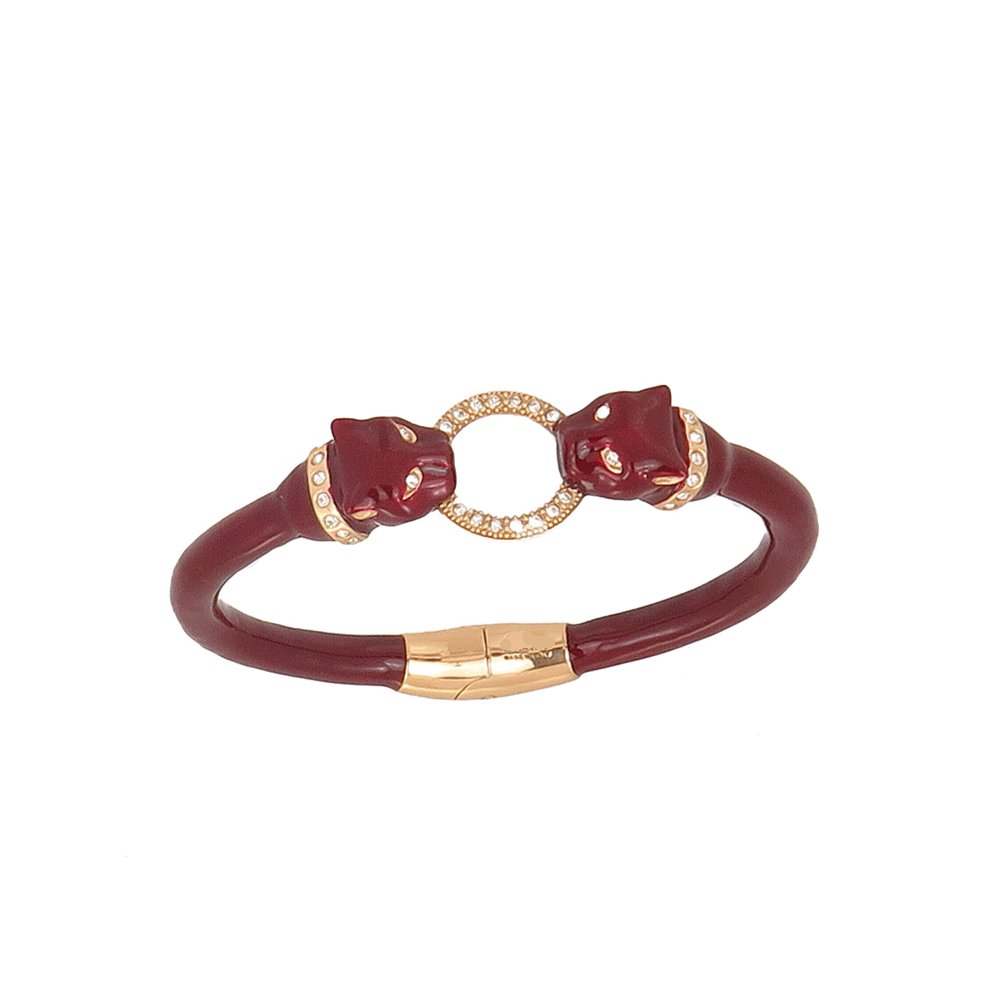 Bracciale rigido con pantere bordeaux