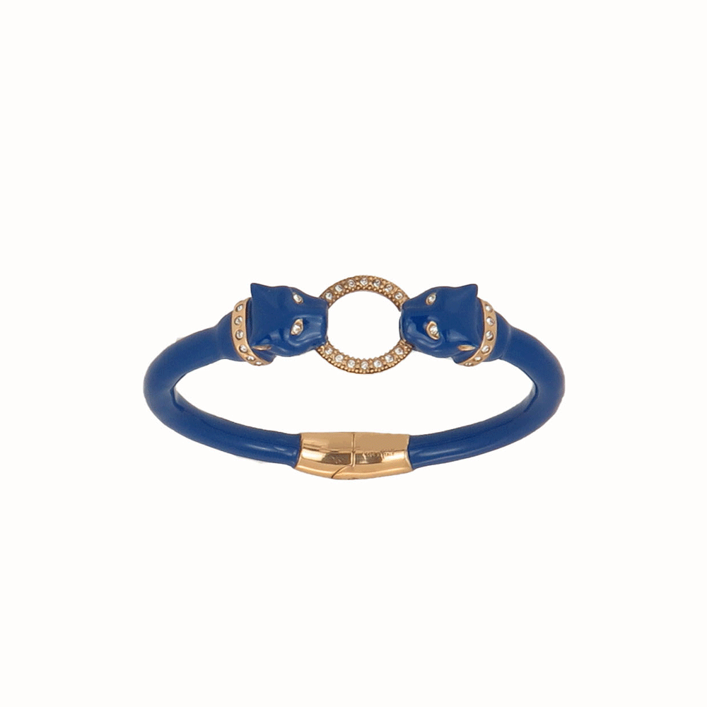 Rigid bracelet with blue panthers