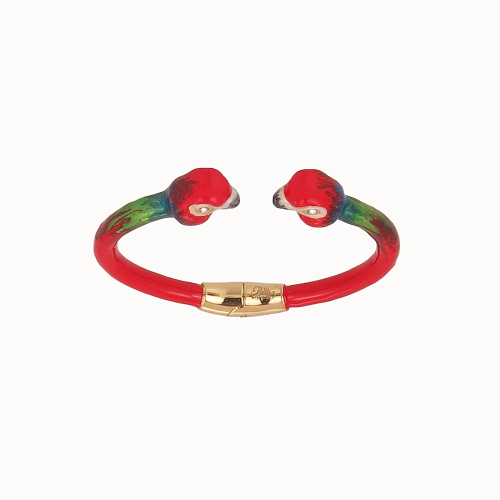 Rigid bracelet with parrots