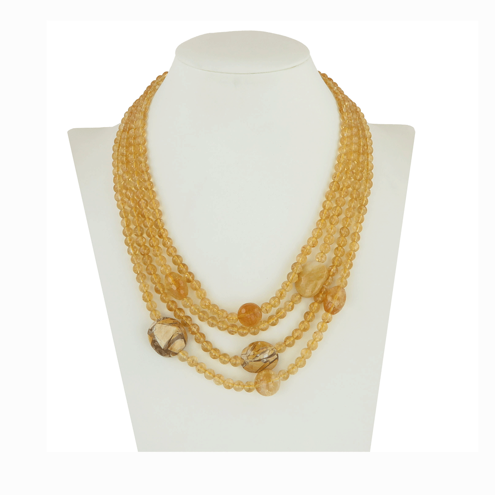 Collana in quarzo citrino a quattro fili