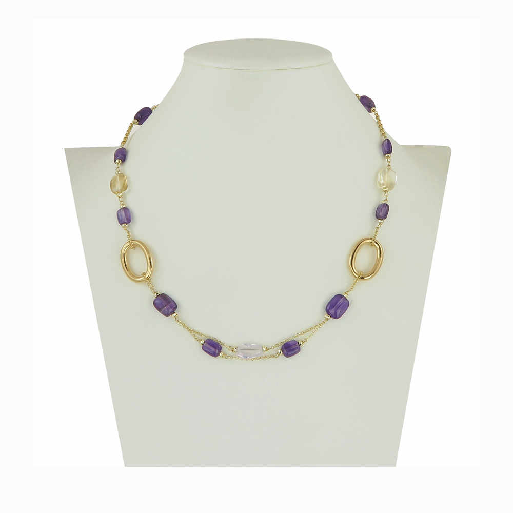 Necklace with amethyst and citrine