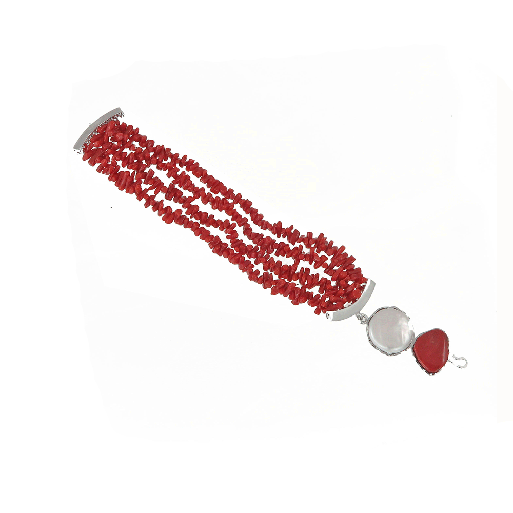 Multi-strand red coral bracelet
