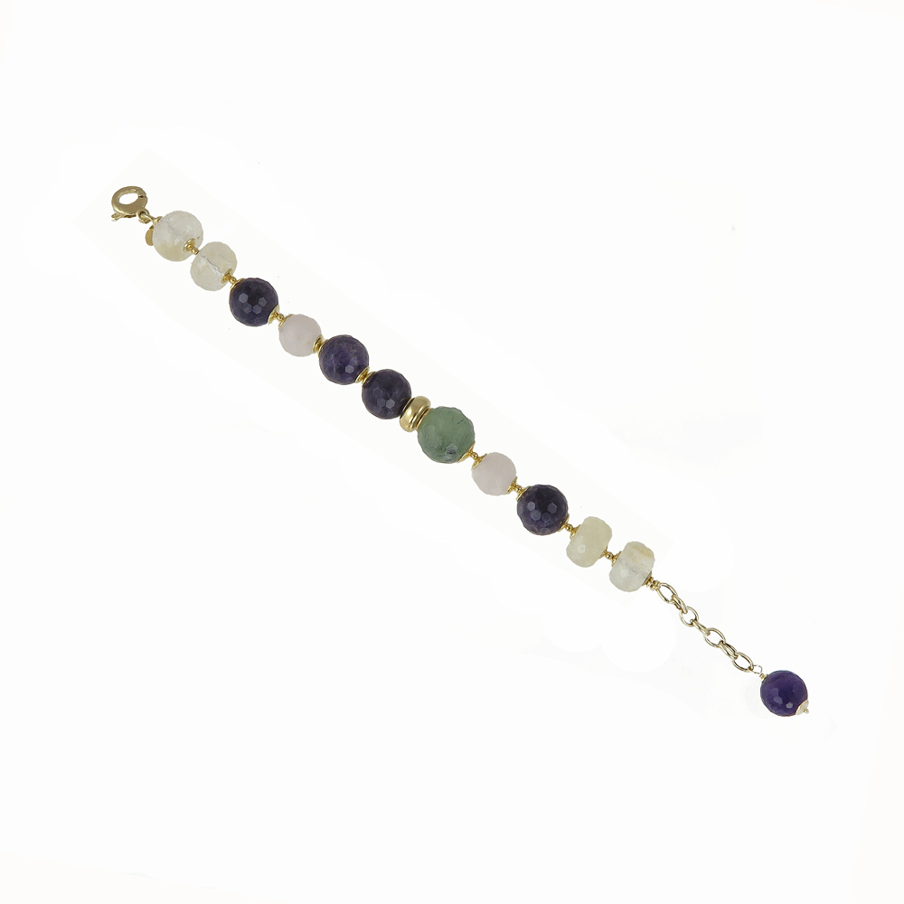 Bracciale in argento con varie pietre dure