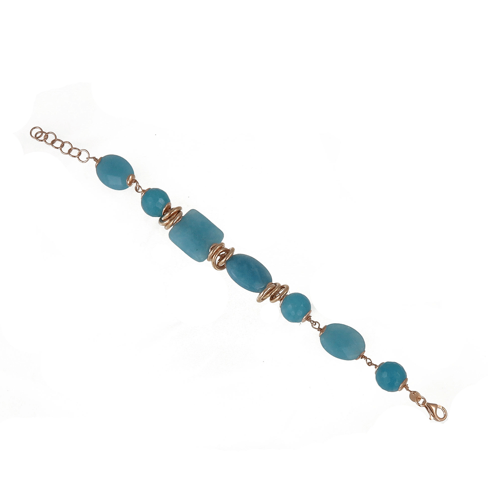 Silver bracelet with blue agate