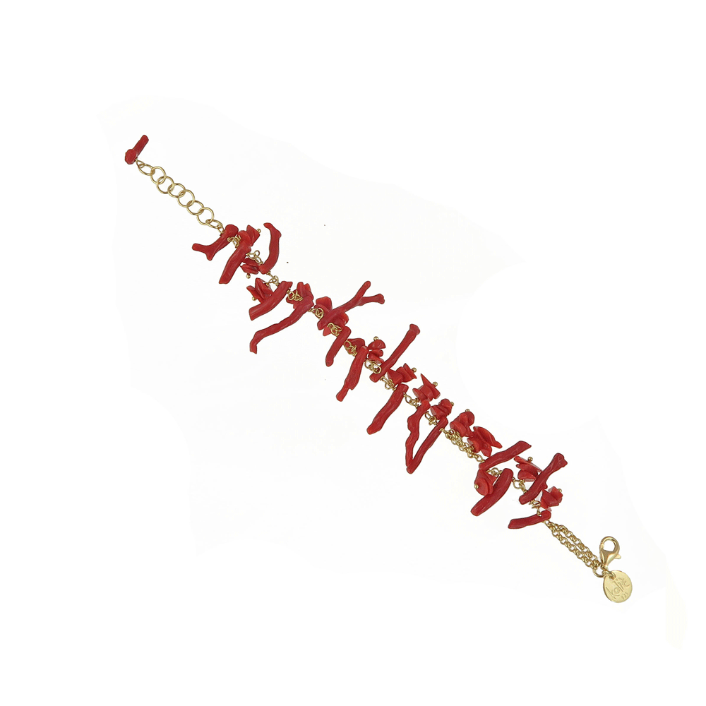 Silver bracelet with coral