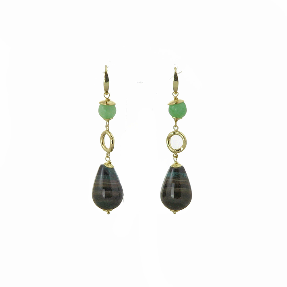 Orecchini pendenti con agata verde
