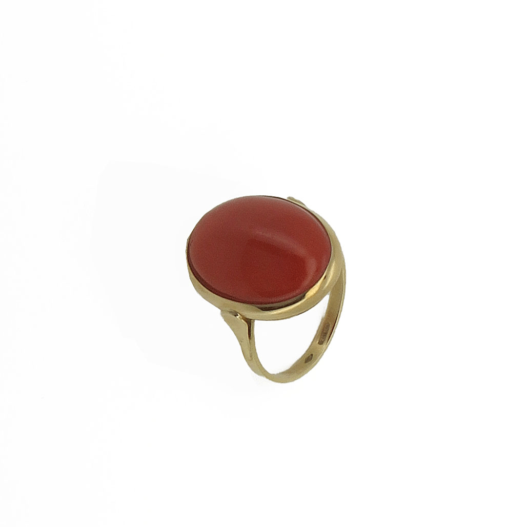 Coral and gold ring