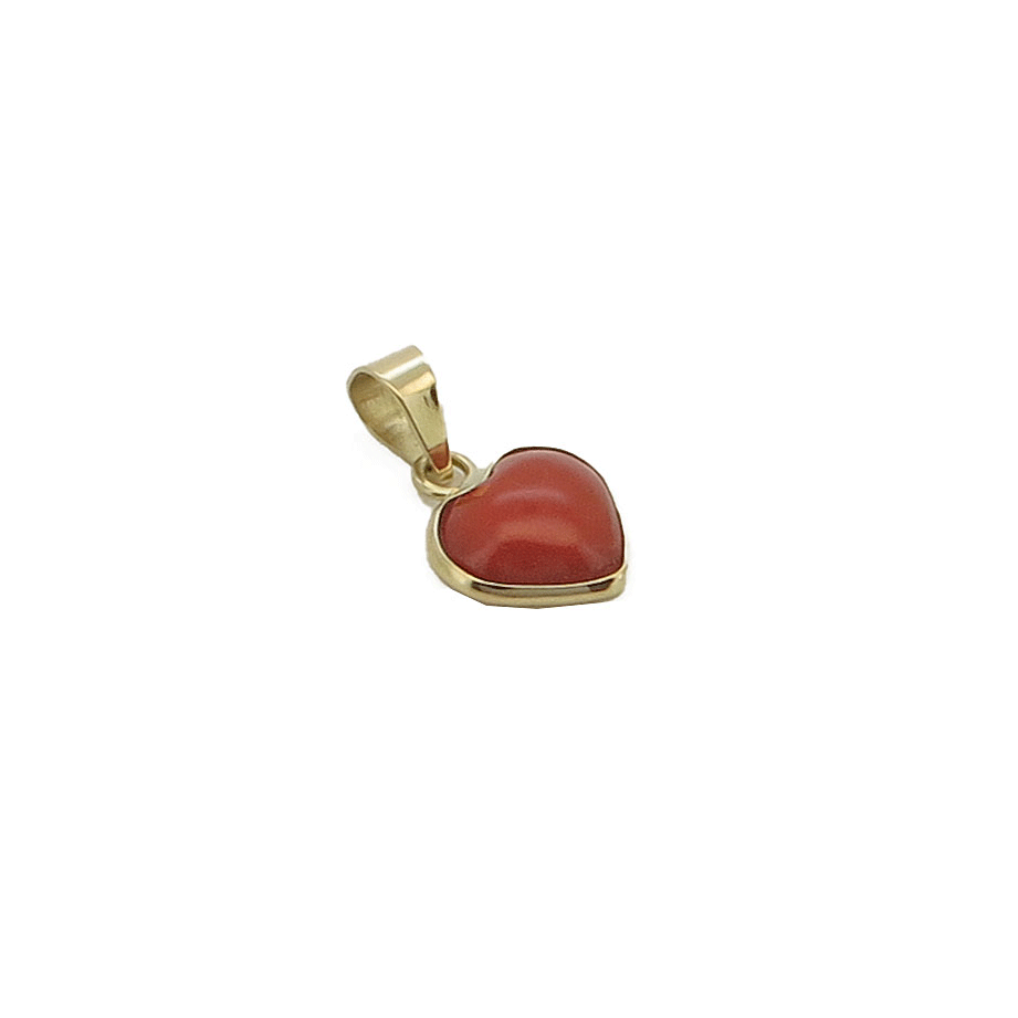 18kt gold and red coral pendant with heart