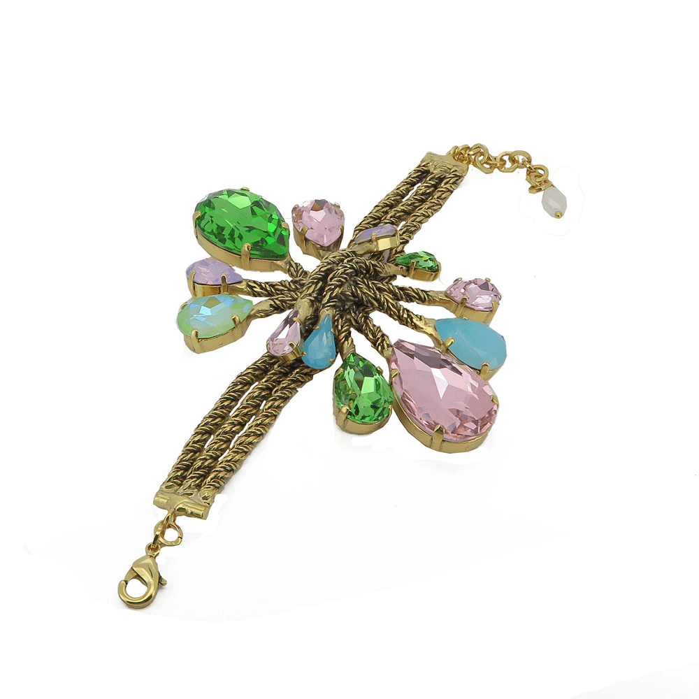 Bracciale con cristalli multicolor in ottone