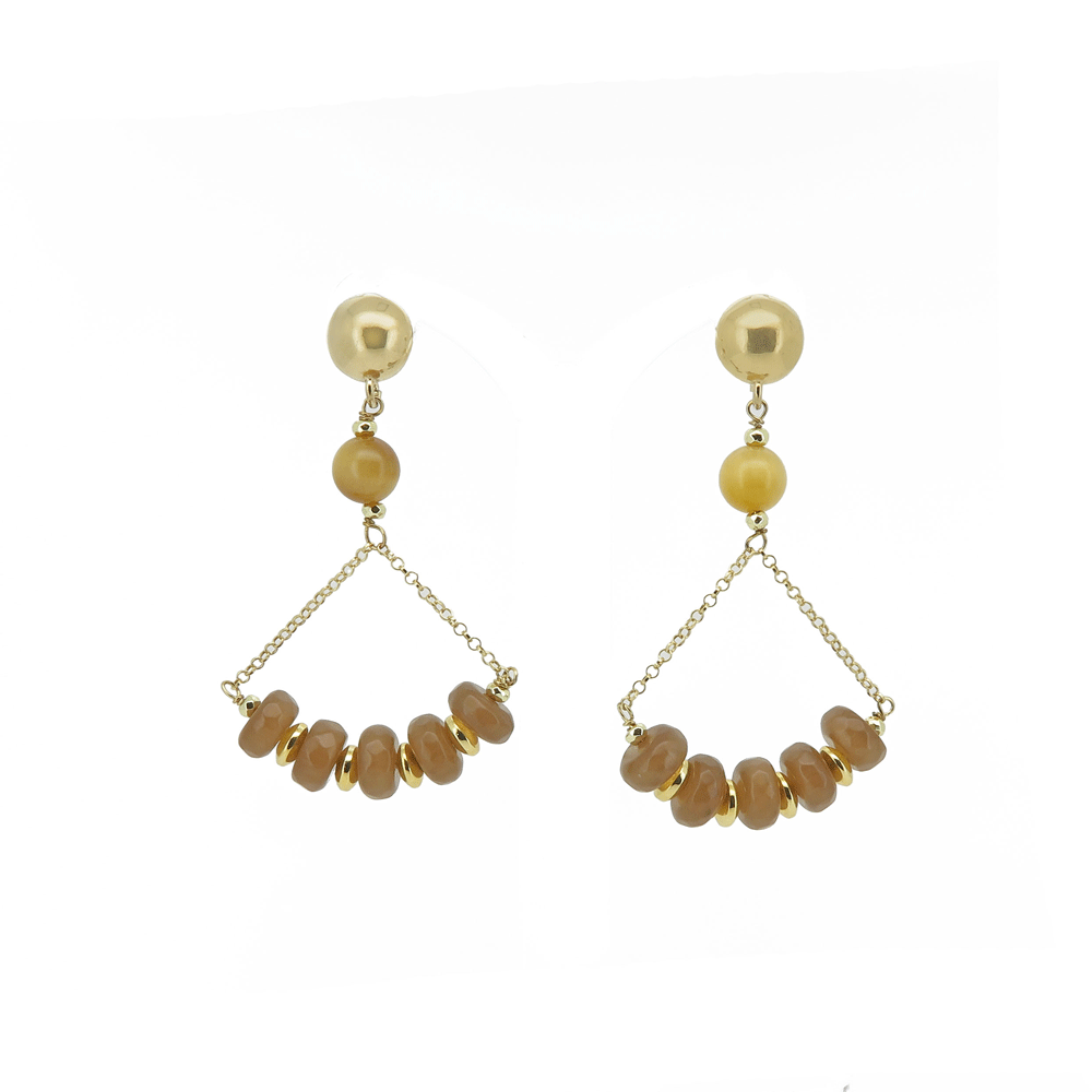 Orecchini in argento dorato con rondelle in occhio di tigre