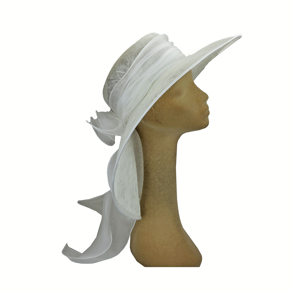 Cappello da sposa bianco con fiore in seta
