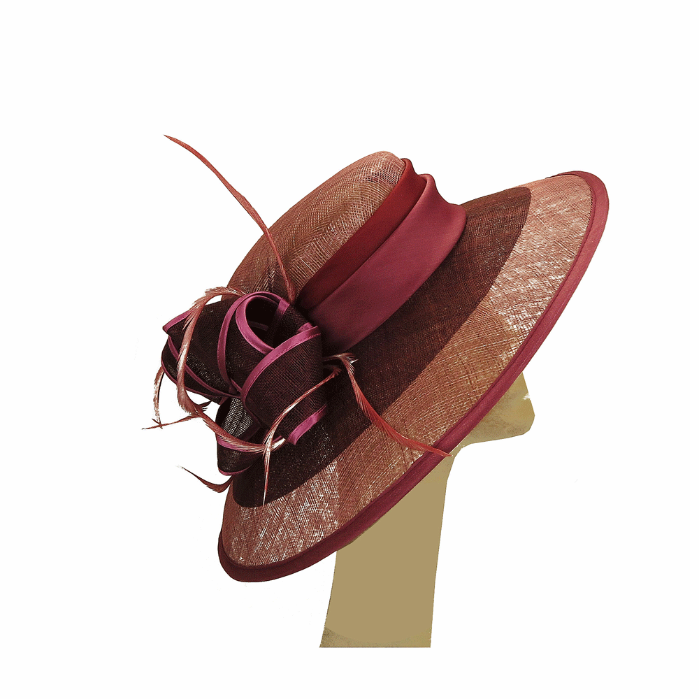 Cappello da cerimonia rosa antico e bordeaux