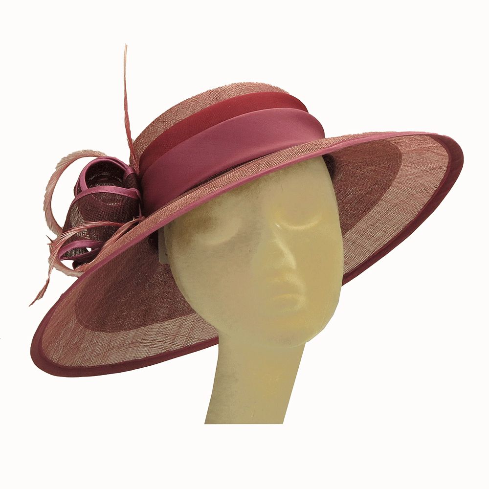 Cappello da cerimonia rosa antico e bordeaux