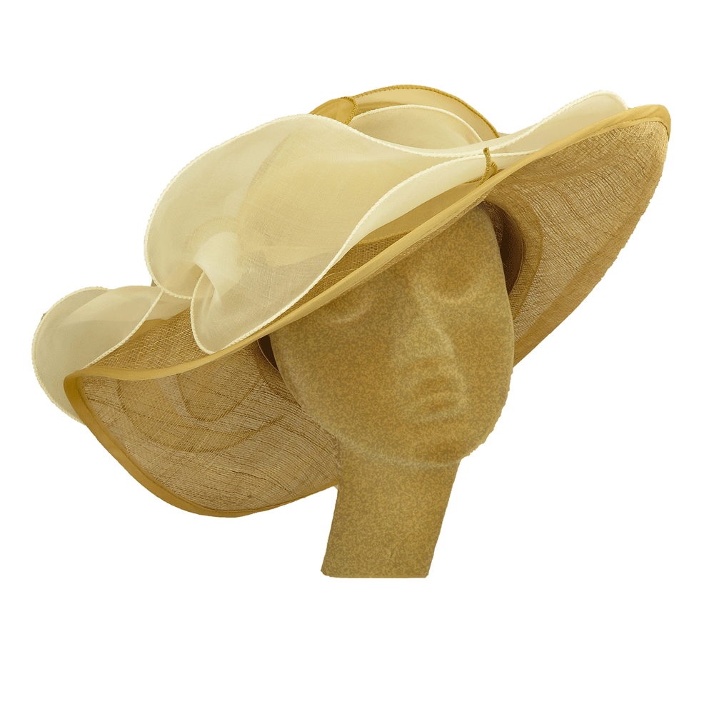 Cappello da cerimonia beige con fiocco