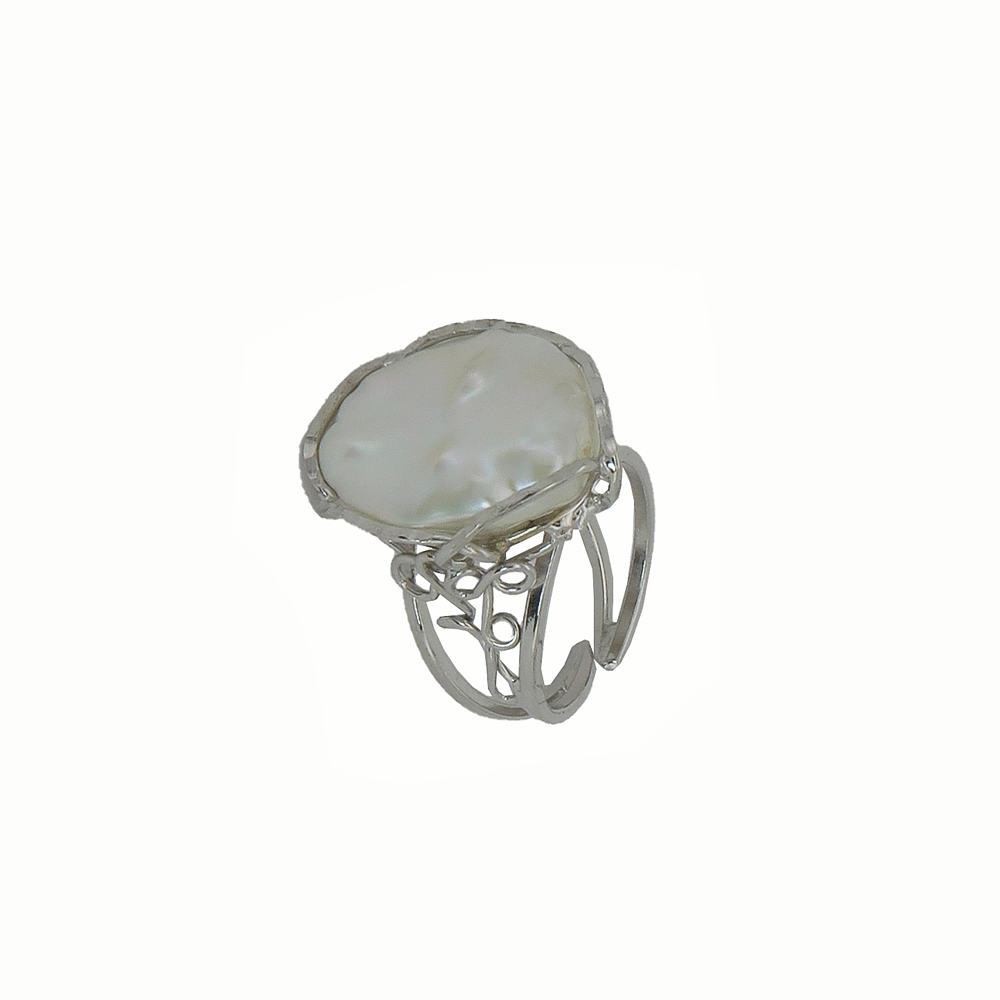 Anello perla e argento
