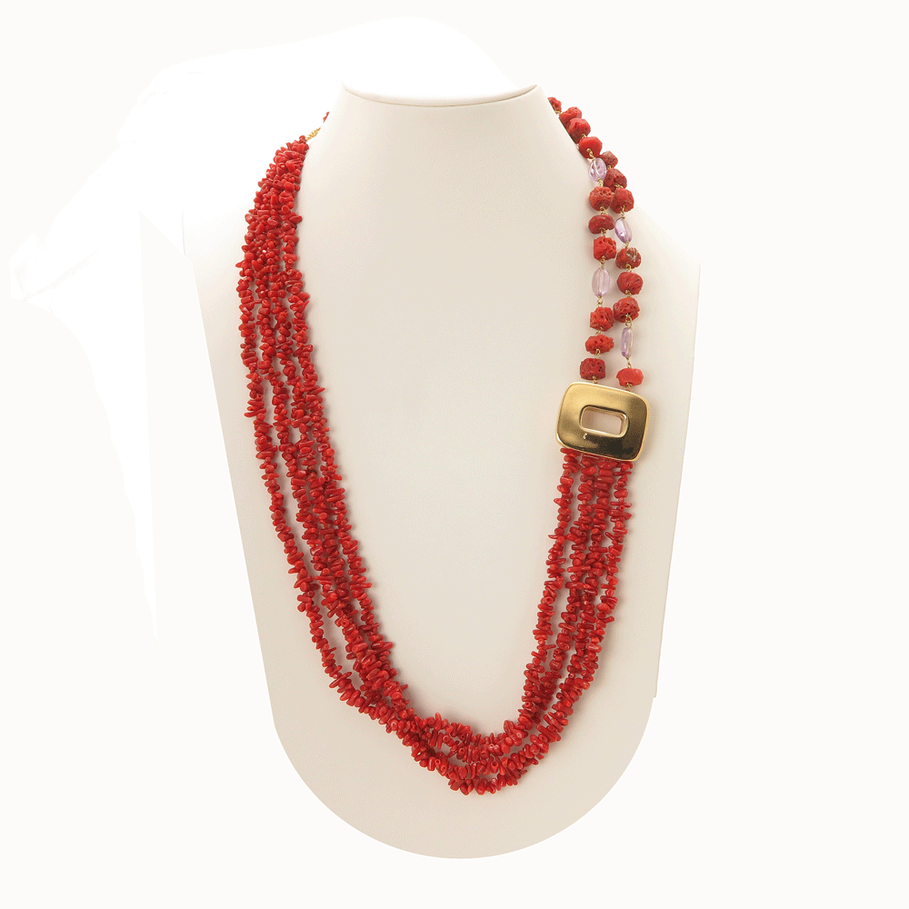 Four strand coral necklace