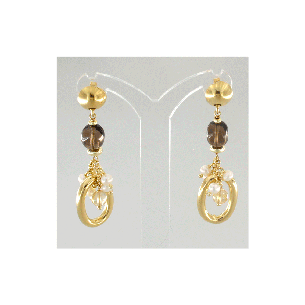 Dangle earrings with topaz and beads
