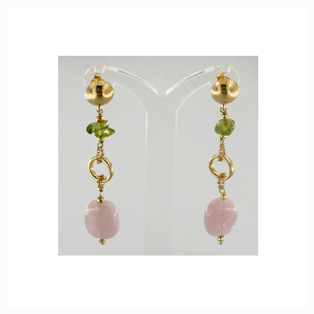 Orecchini pendenti con quarzo rosa