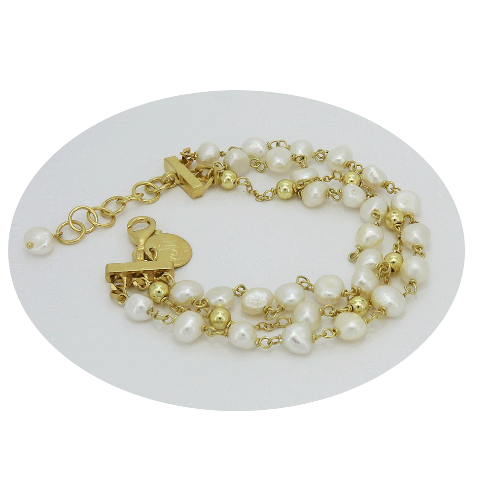 Bracciale tre fili con perle di fiume