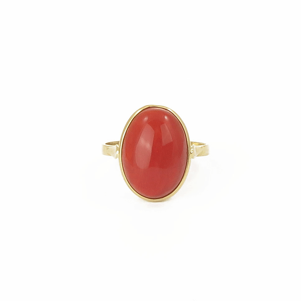 Coral and gold ring