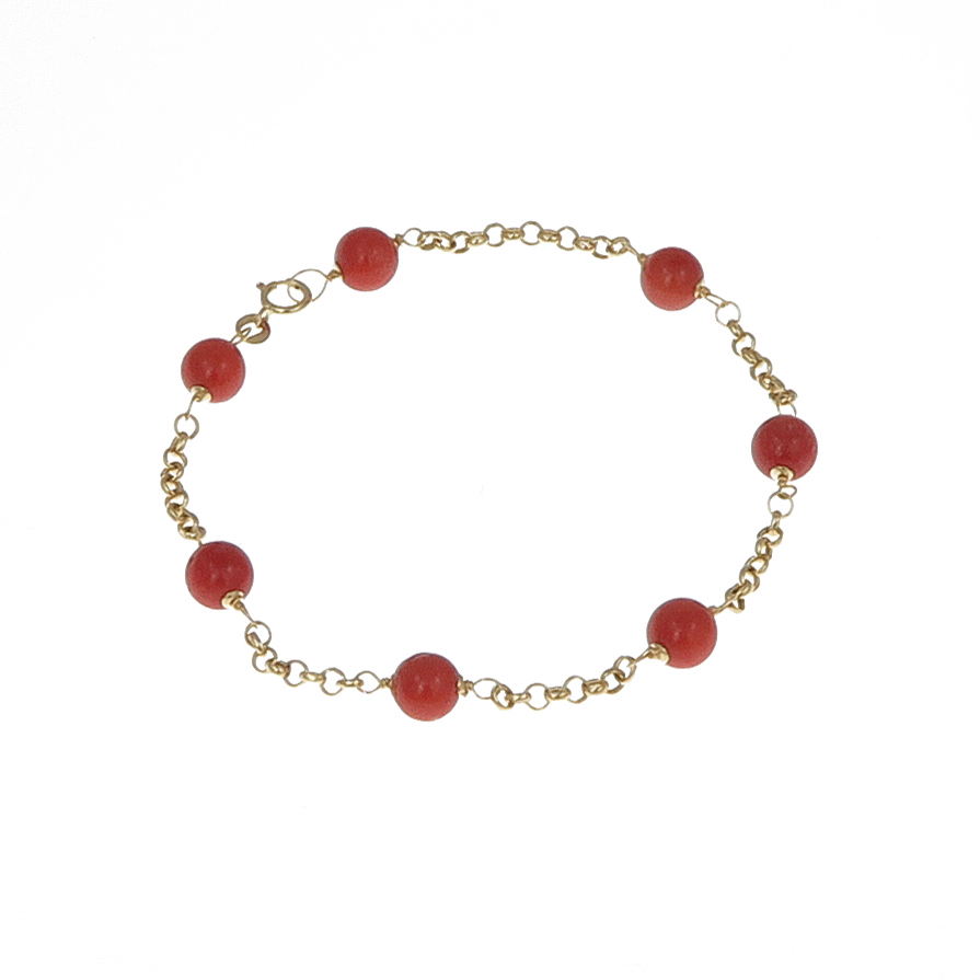 Bracciale corallo rosso e oro
