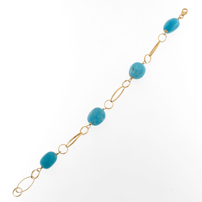 Bracciale in oro 18kt con turchese