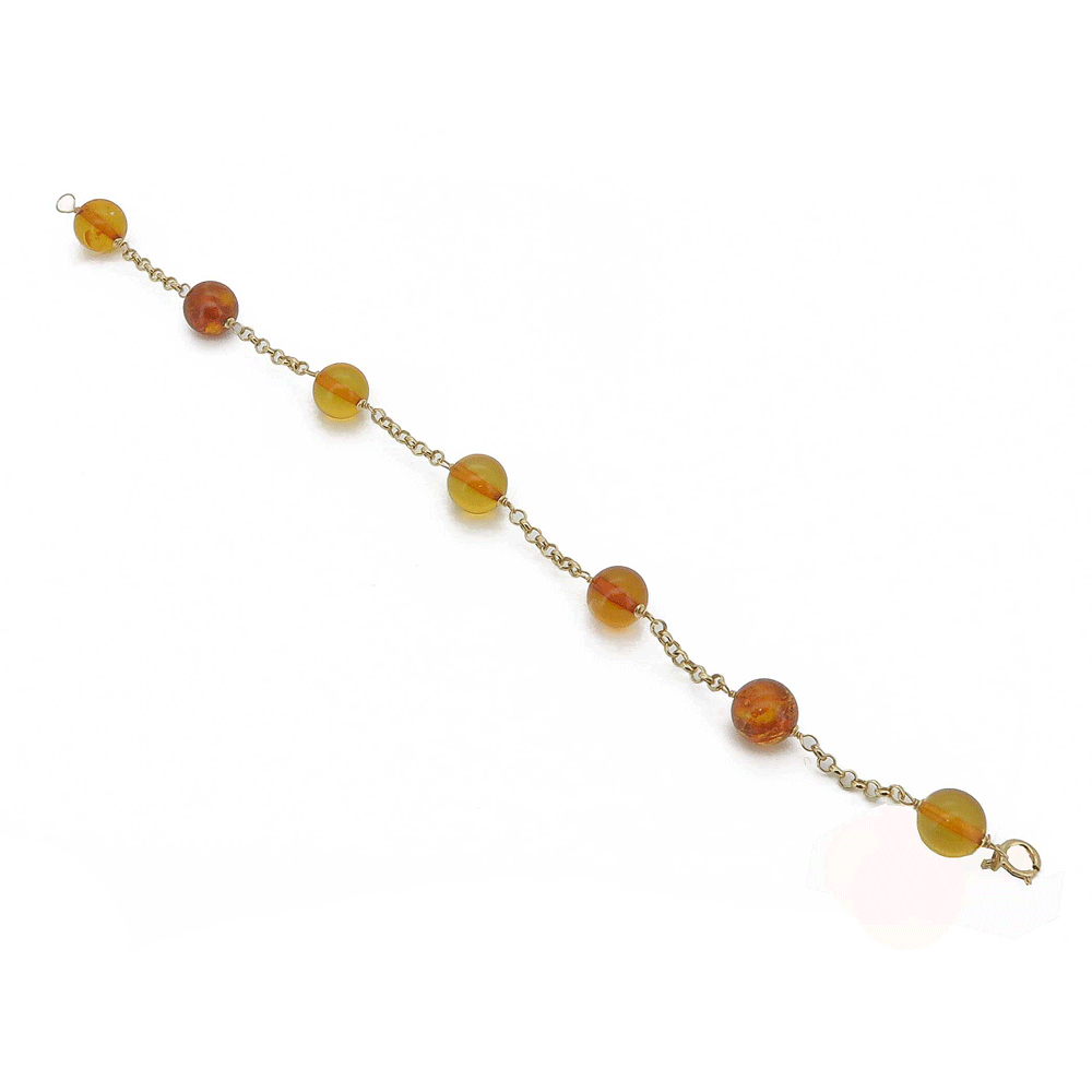 Bracciale oro e ambra sferica