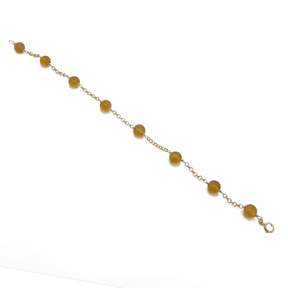 Bracciale oro e ambra sferica