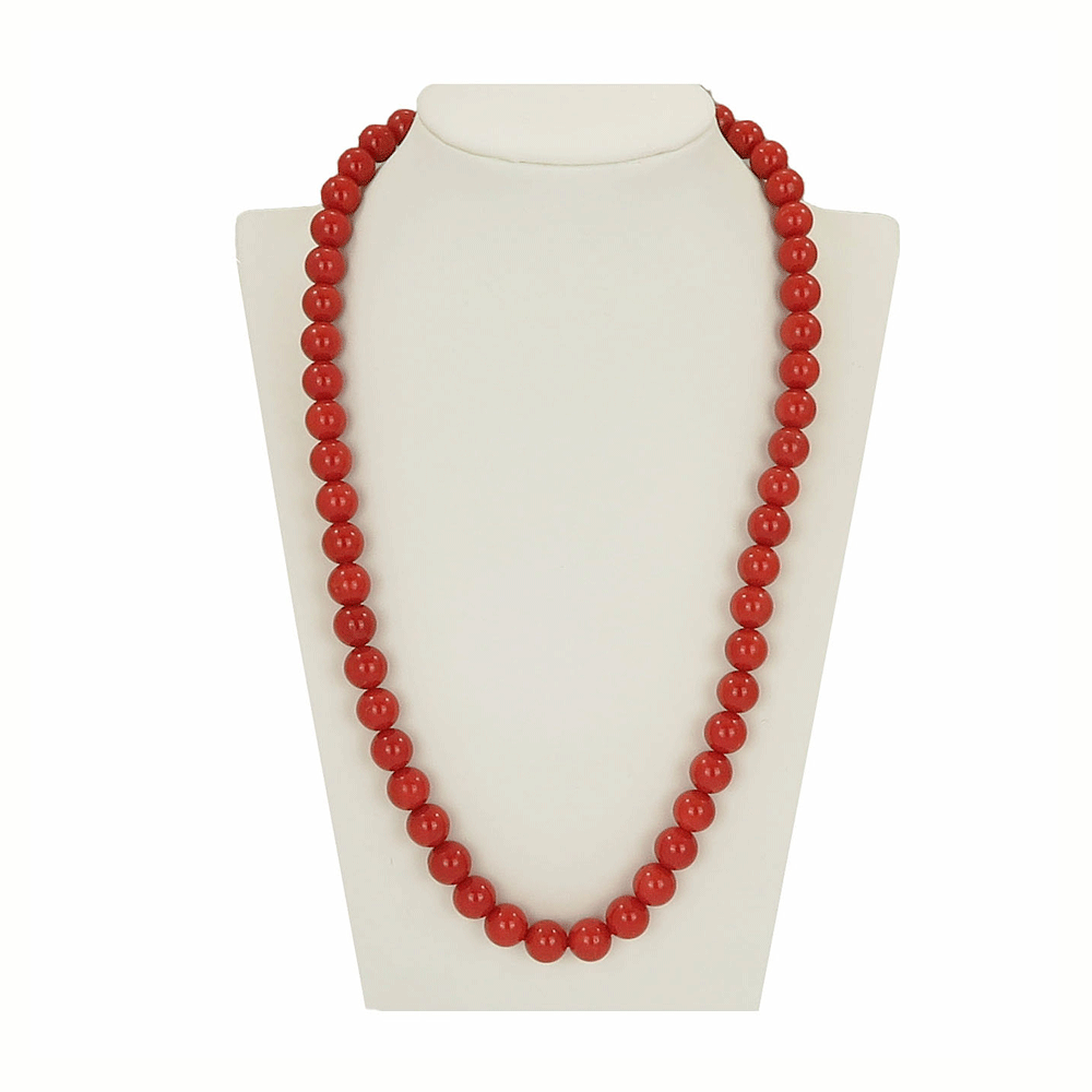 Collana di corallo rosso sferico 9 mm