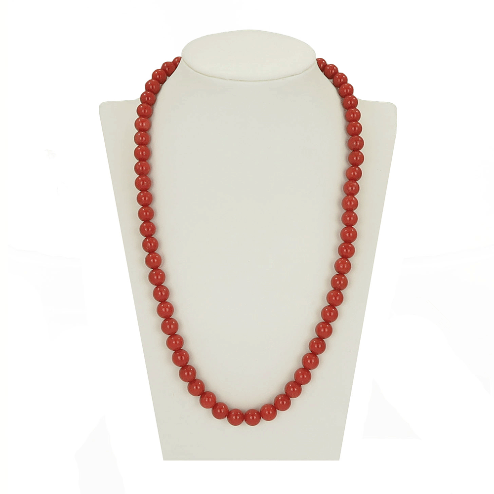 Collana di corallo rosso sferico 8 mm