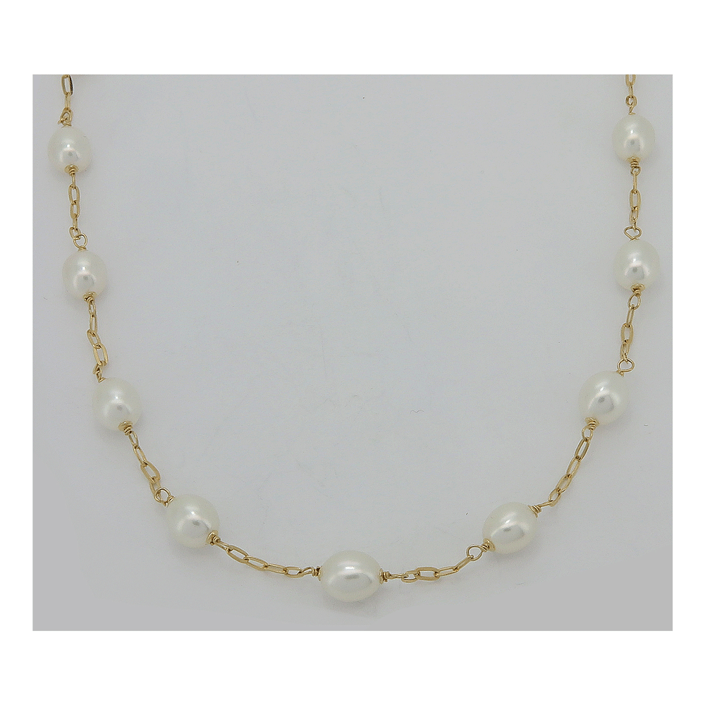 Collana in oro e perle di fiume