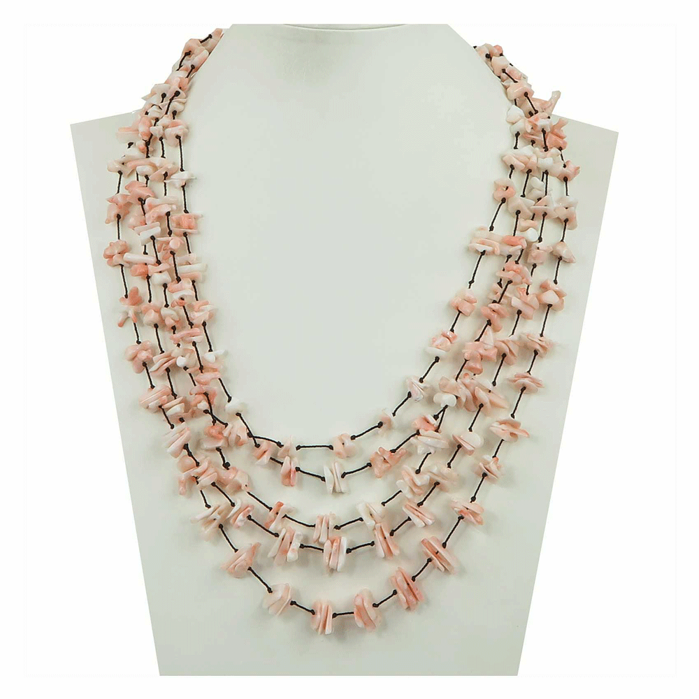 Collana multifilo corallo rosa
