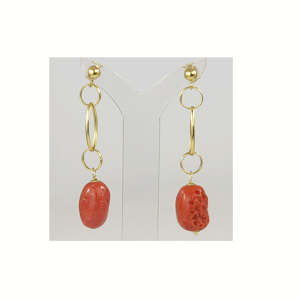 Coral stone pendant earrings