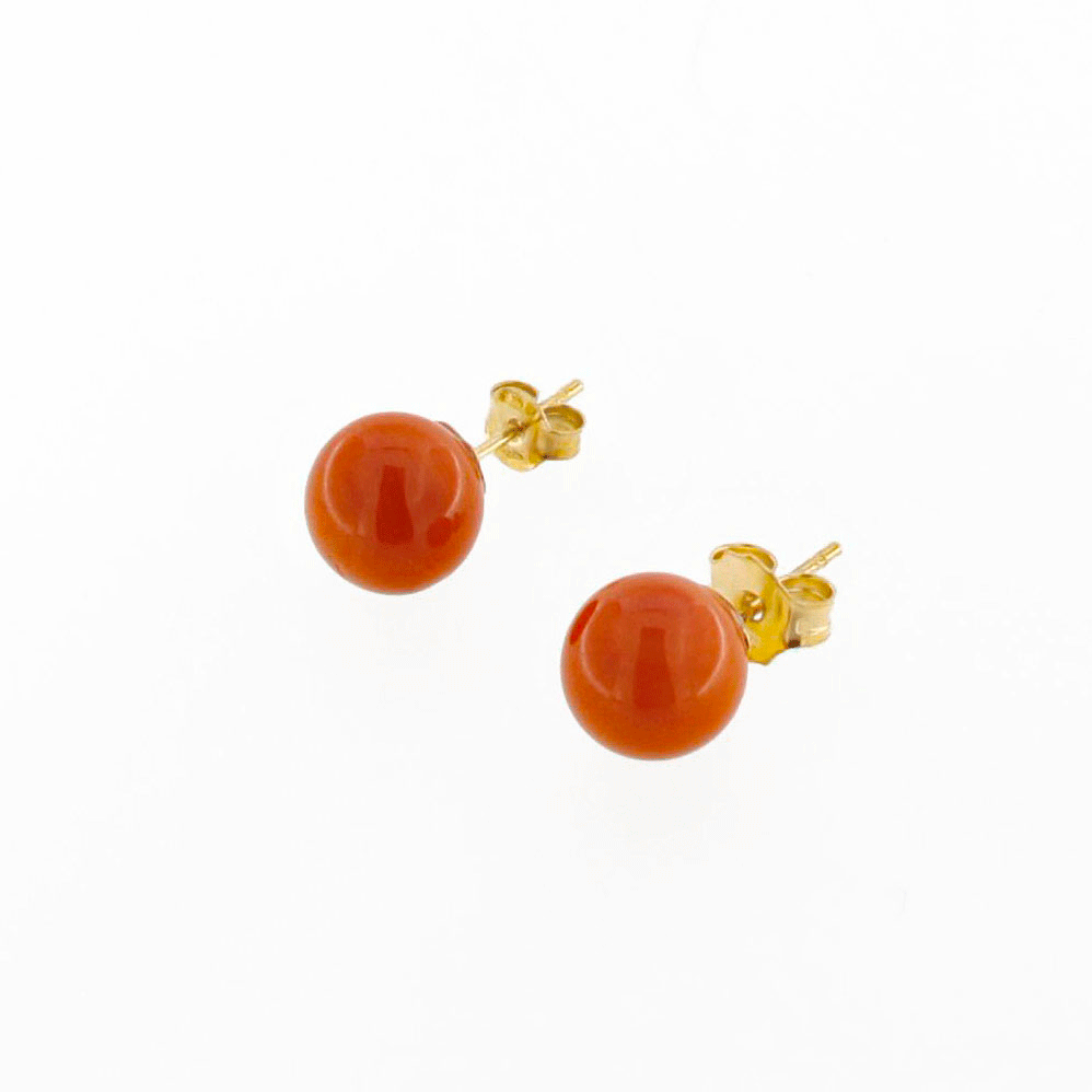 9mm Coral Ball Earrings
